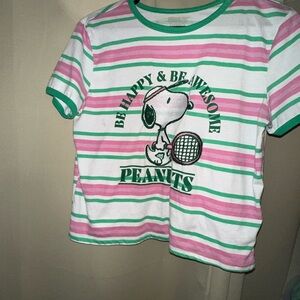 Peanuts Snoopy Hybrid Apparel striped short sleeve tee womens size medium